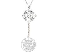 WUERKIYA Collier femme pendentifs symboles spirituels en acier inoxydable - Nœud mystique, symbole sacré et 7 chakras - Bijou énergie pour yoga, méditation, Reiki et bien-être