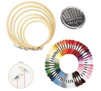 WUERKIYA Ensemble de Cercles de Broderie - Kit de Tambours à Broder en Bois, Cerceau de Broderie de Différentes Tailles, Parfait pour Le Cadre de Broderie, Décorations Murales