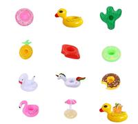 WUERKIYA Porte Gobelet Piscine Gonflable 11 Pièces - Accessoires de Pool Party - Formes Variées : Flamant Rose, Ananas, Licorne, Cactus, et Plus - PVC Écologique, Léger, Facile à Transporter - Parfai