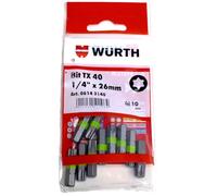 Würth 06143140 Lot de 10 embouts TX40 1/4" x 26 mm TX 40 C 6,3 vis d'entraînement