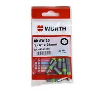Würth AW25 06145125 Lot de 10 embouts d'entraînement AW 25 1/4" x 26 mm de long