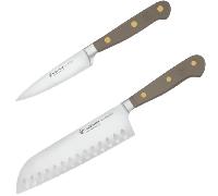 Wüsthof CLASSIC 2-Piece Knife Set, Santoku and Vegetable Knife (17 cm/9 cm) Velvet Oyster