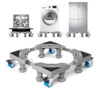 WUFANC Base de Réfrigérateur Machine à Laver Réglable 41cm-64cm, Socle Machine a Laver avec 8 pieds + 4 roues, Support Machine A Laver Antidérapante et Absorbant les Chocs(Capacité Portante 400 KG)