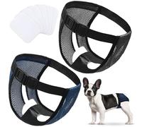 WUFANC Culotte pour Chienne en Chaleur Lot De 2, Culotte Hygiénique Réglable avec 6 Serviettes, Lavable Et Réutilisable, Anti-Harcèlement, pour Intérieur Et Extérieur (L : 40-49 cm)