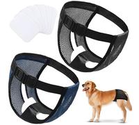WUFANC Culotte pour Chienne en Chaleur Lot De 2, Culotte Hygiénique Réglable avec 6 Serviettes, Lavable Et Réutilisable, Anti-Harcèlement, pour Intérieur Et Extérieur (XL : 50-59 cm)