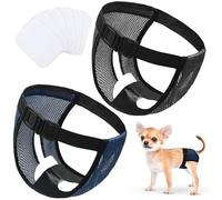 WUFANC Culotte pour Chienne en Chaleur Lot De 2, Culotte Hygiénique Réglable avec 6 Serviettes, Lavable Et Réutilisable, Anti-Harcèlement, pour Intérieur Et Extérieur (M : 35-43 cm)