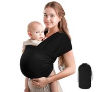 WUFANC Echarpe De Portage Bebe, Porte Bebe Naissance Coton Respirant, Capacité De Charge Maximale 15 kg, Noir Sling Bébé 5,3 m × 0,58 m, Facile À Nouer, Ergonomique Écharpe De Portage Bebe
