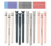 WUFANC Ensemble de stylos gel Effaçables, comprenant 12Stylos effacable + 36recharges, stylo roller à pointe de 0,5mm, stylo bille, adapté aux étudiants, enseignants et employés de bureau (noir, bleu)