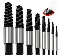 WUFANC Kit Extracteur de Vis Cassée - Tourne a Gauche Extracteur pour M4 - M25, Extracteur Vis avec Boîte de Rangement en Plastique, pour Enlever Vis Cassées, Coincées ou Abîmées (Boîte Rouge-8PCS)