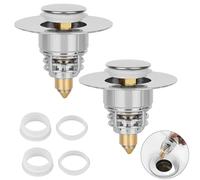 WUFANC Lot De 2 Bouchon Lavabo Salle De Bain - Bouchon Evier Salle De Bain Acier Inoxydable avec Noyau à Ressort Compression, Durable Résistant à La Corrosion - Filtre Evier pour évier, Baignoires