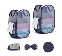 WUFANC Lot de 2 Panier A Linge Pliable en Maille avec Poignées, Grande Capacité (34 * 34 * 60cm) Panier Linge Pliable, pour Salle de Bain, Camping et Voyage