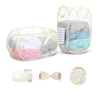 WUFANC Lot de 2 Panier A Linge Pliable en Maille avec Poignées, Grande Capacité (36 * 36 * 58cm) Panier Linge Pliable, pour Salle de Bain, Camping et Voyage