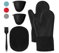 WUFANC Maniques Cuisine, Gant Four Résistants À La Chaleur Jusqu'À 250℃, Gant Cuisine Four en Silicone Ne sont Pas Rigides, Gant Four Anti Chaleur Antidérapants pour La Cuisine, La Pâtisserie
