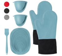 WUFANC Maniques Cuisine, Gant Four Résistants À La Chaleur Jusqu'À 250℃, Gant Cuisine Four en Silicone Ne sont Pas Rigides, Gant Four Anti Chaleur Antidérapants pour La Cuisine, La Pâtisserie