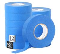 WUFANC Scotch Peinture Masquage 24mmx50m, 12 Rouleaux Ruban De Masquage Peinture Bleu, Scotch Masquage Facile à Enlever, Sans Résidus, Adhérence Solide, Adapté Aux Travaux De Peinture