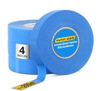 WUFANC Masking Tape pour Peinture Ruban Adhésif de Précision pour Travaux de Rénovation, Décoration et Bricolage Ruban de Masquage pour Peinture Facile à Retirer sans Résidus (4Rouleaux-24 mm x 50 m)