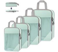 WUFANC Organisateur Valise Set De 4 Pièces, Sac Compression Voyage, Maillage Packing Cubes À Double Fermeture À Glissière, Valise À Main Et Sac À Dos