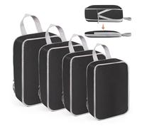 WUFANC Organisateur Valise Set De 4 Pièces,Sac Compression Voyage,Packing Cubes À Double Fermeture À Glissière,Valise À Main Et Sac À Dos