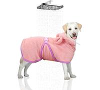 WUFANC Peignoir de Bain pour Chien et Chat avec Capuche, Super Absorbant et séchage Rapide, pour Tous Les Chats et Chiens, Serviette pour Chien Douce, Rose, Cinq Tailles (M)