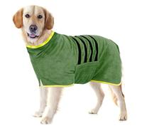 WUFANC Peignoir pour chien en microfibre, ultra absorbant et à séchage rapide, avec fermeture et bande thermorétractable réglable pour chiens grands, moyens et petits