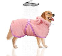 WUFANC Peignoir pour Chien Peignoir pour Animaux de Compagnie Vêtements pour Chiens et Chats avec Capuche Serviette pour Chien Super Absorbante et à séchage Rapide Rose Doux Cinq Tailles (L)