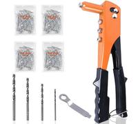 WUFANC Pince a Rivet Pop, Riveteuse Manuelle Aveugles en Métal, Pas Facile à Déformer et à Plier, Pince à Rivet Pop Aveugles Contient 200 Rivets et 4 Forets, Utilisé Pour Plaques D'immatriculation