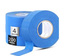 WUFANC Scotch Peinture Masquage 48mmx50m, 4 Rouleaux Ruban De Masquage Peinture Bleu, Scotch Masquage Facile à Enlever, Sans Résidus, Adhérence Solide, Adapté Aux Travaux De Peinture