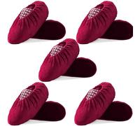 WUFANC Surchaussures Lavable - Surchaussure Réutilisables, Antidérapants et Résistants à l'usure, Couvre-Chaussures Convient Divers Endroits Intérieurs Tels Tapis et Carrelages (5 Paires, Rouge)