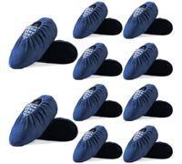 WUFANC Surchaussures Lavable - Surchaussure Réutilisables, Antidérapants et Résistants à l'usure, Couvre-Chaussures Convient Endroits Intérieurs Tels Tapis et Carrelages (BleuMarine-10Paires, L)