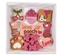 Wufers Boîte à biscuits pour chien pour la Saint-Valentin | Aimez votre chien | Biscuits gourmands faits à la main et d'origine locale | 9+ cookies