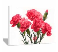 WUFIEA Affiche Décorative Murale Feuilles Vertes Touffes aromatiques rouges pour Chambre à Coucher Décoration de Salon(Poudre de corail)-70x100cm Encadrée
