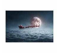 WUFIEA Affiches de décoration de Noël Lune au clair de lune en luge Décorations murales et œuvres d'art pour le salon, la chambre et la cheminée,pour une fête de Noël(Gris280)-60x90cm Sans cadre
