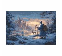 WUFIEA Affiches de décoration de Noël Quête dans la forêt enneigée Décorations murales et œuvres d'art pour le salon, la chambre et la cheminée(Violet clair228)-60x90cm Sans cadre