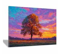 WUFIEA Arbre de vie en Impression sur toile Arbre à illusions Affiche Murale Abstrait Image sur Toile Tableau Salon Chambre Décorations(violet)-40x60cm Encadrée