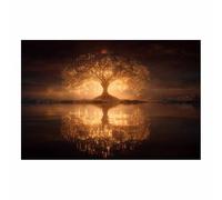 WUFIEA Arbre de vie Impression sur toile Murale Arbre d'ombre pour Le Maison,Salon,Chambre,Cuisine(doré)-60x90cm Sans cadre