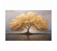WUFIEA Arbre de vie Impression sur toile Murale Arbre Ombre d'Or pour Le Maison,Salon,Chambre,Cuisine(Or)-20x30cm Sans cadre
