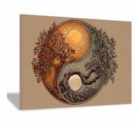 WUFIEA Arbre de vie Impression sur toile Murale Arbre Yin-Yang pour Le Maison,Salon,Chambre,Cuisine(Brun)-70x100cm Encadrée