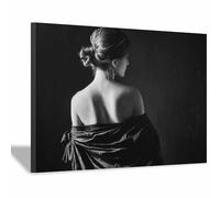 WUFIEA Art mural sur toile noir et blanc de Tableaux D'Art Mural Abstrait Minimaliste Imprimés Silhouette drapée Tableau Décoration Murale Moderne pour Salon Chambre(Noir et blanc)-40x60cm Encadrée