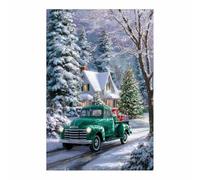 WUFIEA Décoration de Noël et d'Hiver pour la Maison Peinture sur Toile Offrir des cadeaux en voiture pour Salon, Chambre ou Dortoir - pour les Fêtes(vert171)-70x100cm Sans cadre