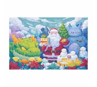 WUFIEA Décoration de Noël et d'Hiver pour la Maison Peinture sur Toile Rassemblement de monstres sacrés pour Salon, Chambre ou Dortoir - pour les Fêtes(Vert olive141)-70x100cm Sans cadre