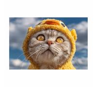 WUFIEA Décoration Murale de Chat Poster en Toile Mog canard pour Salle de Bain Salon chambre à coucher(Jaune55)-70x100cm Sans cadre