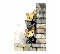 WUFIEA Décoration Murale de Chat Poster en Toile Mog derrière les murs pour Salle de Bain Salon chambre à coucher(Multicolore223)-60x80cm Sans cadre