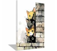 WUFIEA Décoration Murale de Chat Poster en Toile Mog derrière les murs pour Salle de Bain Salon chambre à coucher(Multicolore223)-20x30cm Encadrée