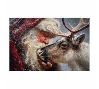 WUFIEA Décoration Murale de Noël sur Toile décoration Murale d'hiver Baiser du saint cerf pour la Maison Le Salon Les Festivals Le Nouvel an Toile(marron85)-20x30cm Sans cadre