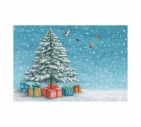 WUFIEA Décoration Murale de Noël sur Toile décoration Murale d'hiver Oiseau Voler dans un arbre pour la Maison Le Salon Les Festivals Le Nouvel an Toile(Vert menthe49)-60x90cm Sans cadre