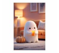 WUFIEA Décorations de fête d'halloween Impression sur Toile Peinture Effrayante Esprits tenant un verre Tableau Decoration Murale Salon Chambre Salle de Bain(Jaune190)-60x80cm Sans cadre
