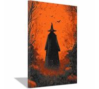 WUFIEA Décorations de fête d'halloween Impression sur Toile Peinture Effrayante Ombre mystérieuse Tableau Decoration Murale Salon Chambre Salle de Bain(orange232)-40x60cm Encadrée