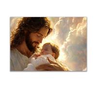 WUFIEA Image divine de la miséricorde, amour Jésus Christ Peinture sur toile garçon pour chambre à coucher, salon, bureau(Blanc)-20x30cm Sans cadre