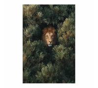 WUFIEA Images sur toile Lion Lion caché dans un fourré pour Le Bureau à Domicile Décoration Moderne(marron185)-60x90cm Sans cadre