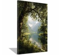 WUFIEA Impression Photo Paysage sur Toile décoration Ombre du lac vert Tableau Decoration Murale Salon Moderne(vert287)-60x80cm Encadrée